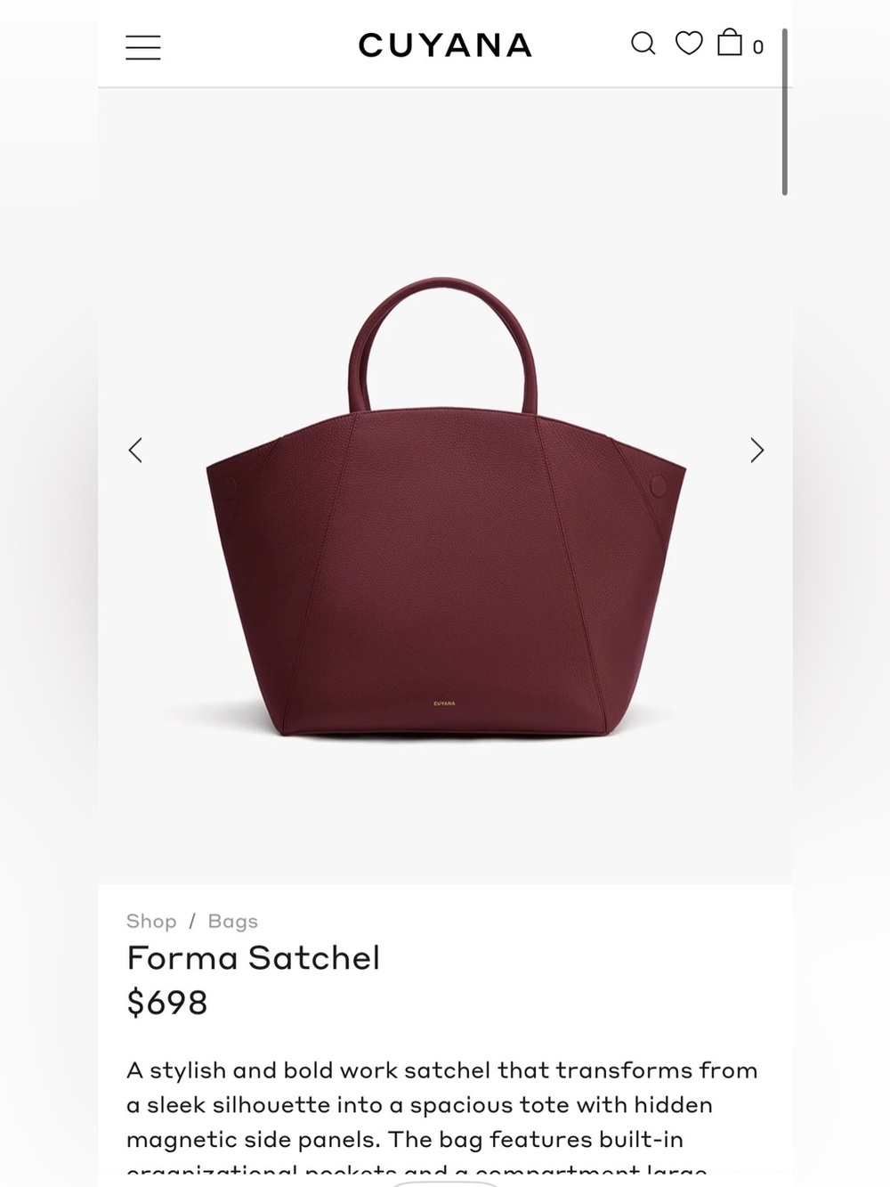 Cuyana Forma Satchel in Cherry - Picture 6 of 16